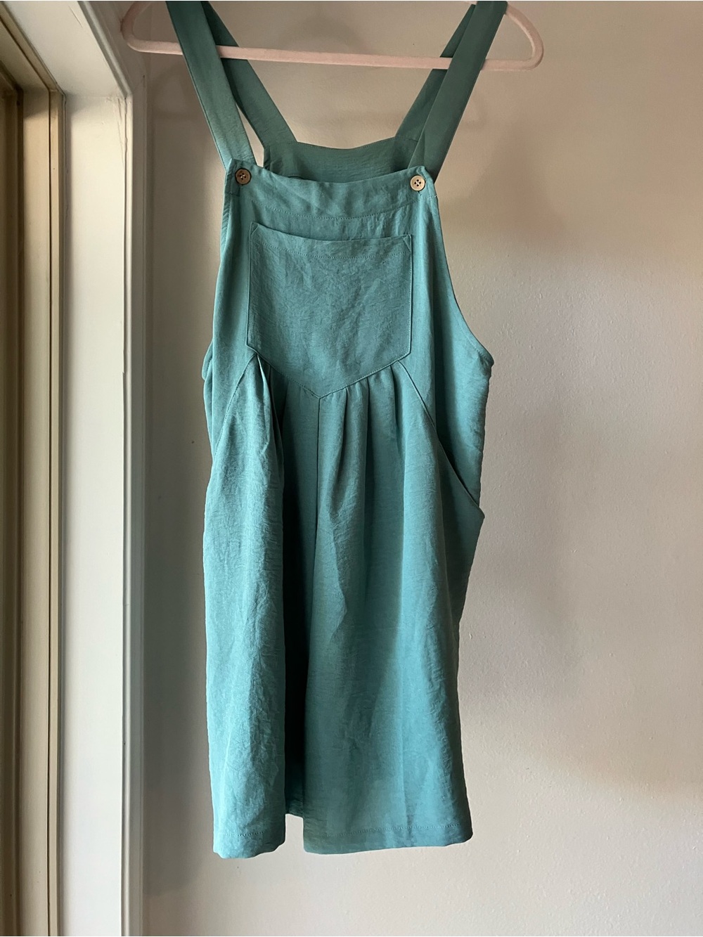Teal Pinafore Linen-Blend Jumpsuit